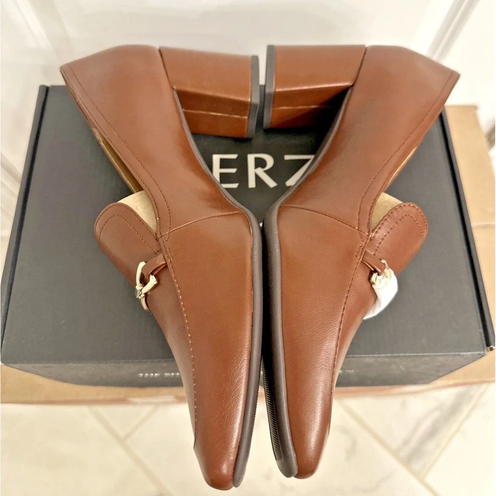 Naturalizer Women Size 9.5M Wynrie-Bit Block Heel Bit Loafer Cappuccino Brown‎